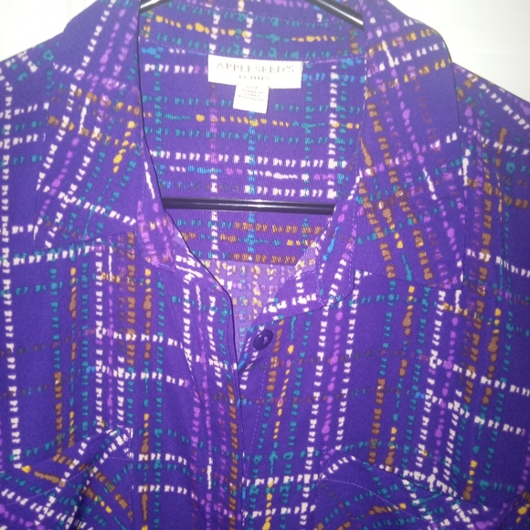 Appleseed's Petites Button down Purple dress w/ Belt Size 10P 💜 - Picture 3 of 12